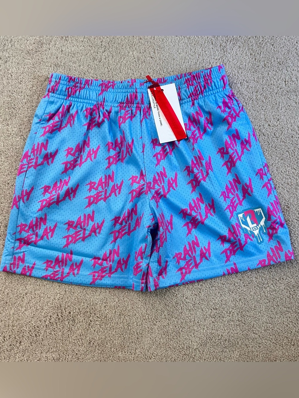 Youth large baseball 101 BL101 rain delay cotton candy shorts NWT